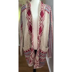 Lucky Brand Southwestern Open Cardigan Sweater. Size L.